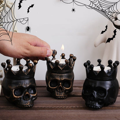 Halloween Themed Pumpkin Lantern Skull Candle Stand - 0 - Scribble Snacks