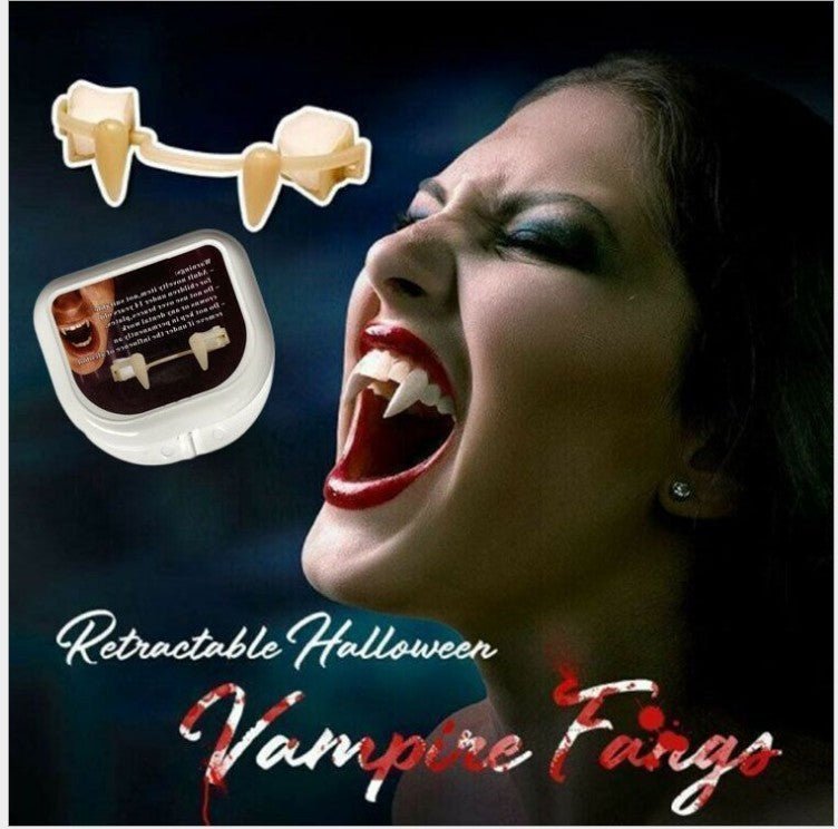 Halloween Vampire Teeth Retractable Fangs Masquerade Party Horror Zombie Teeth Cosplay Costume Props - 0 - Scribble Snacks