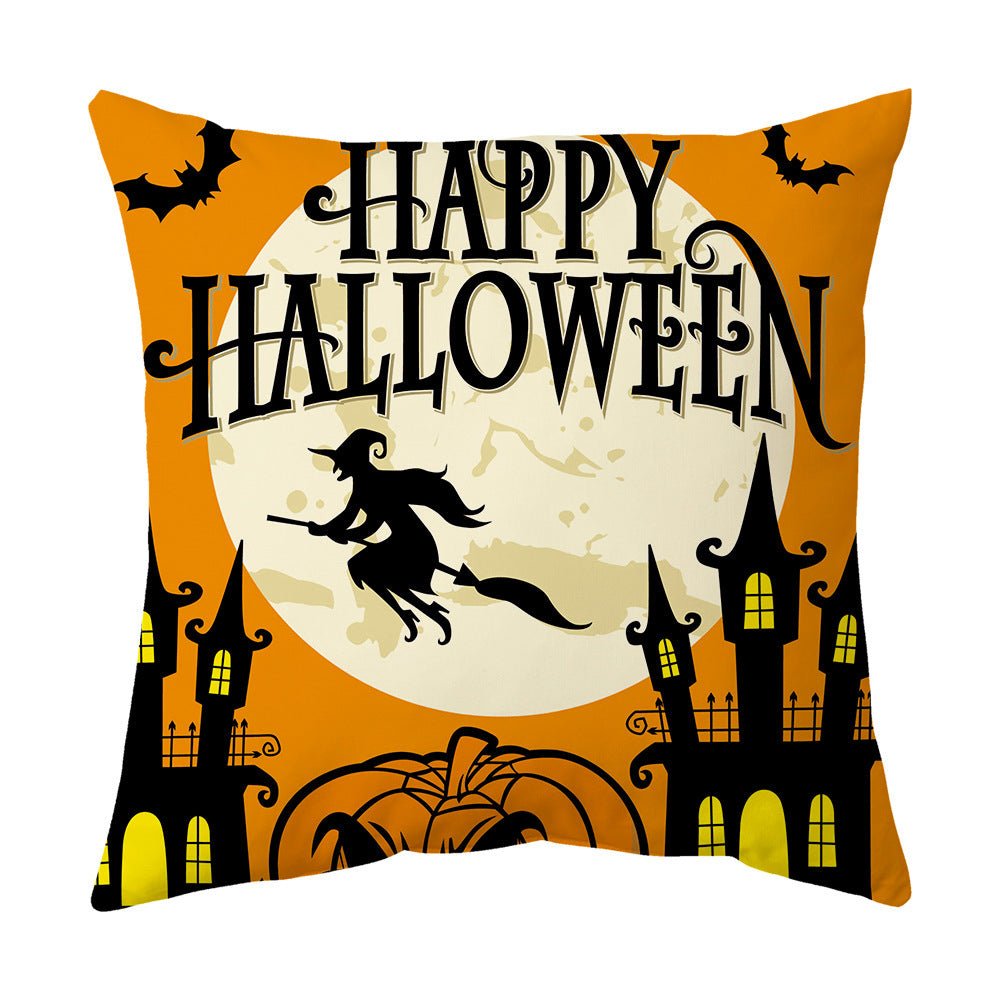 Halloween With Pumpkin Peach Skin Plush Pillow Cover - 0 - Scribble Snacks