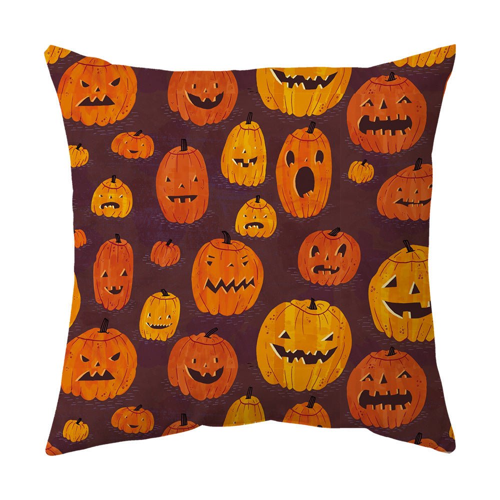 Halloween With Pumpkin Peach Skin Plush Pillow Cover - 0 - Scribble Snacks