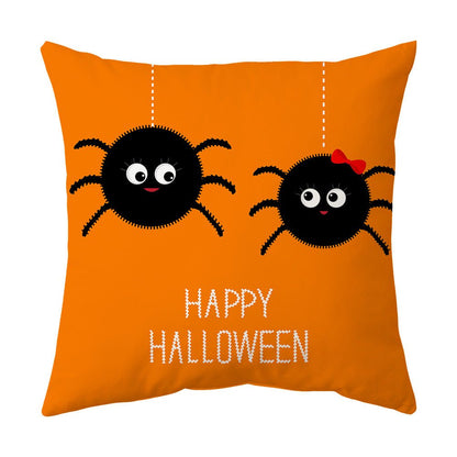 Halloween With Pumpkin Peach Skin Plush Pillow Cover - 0 - Scribble Snacks