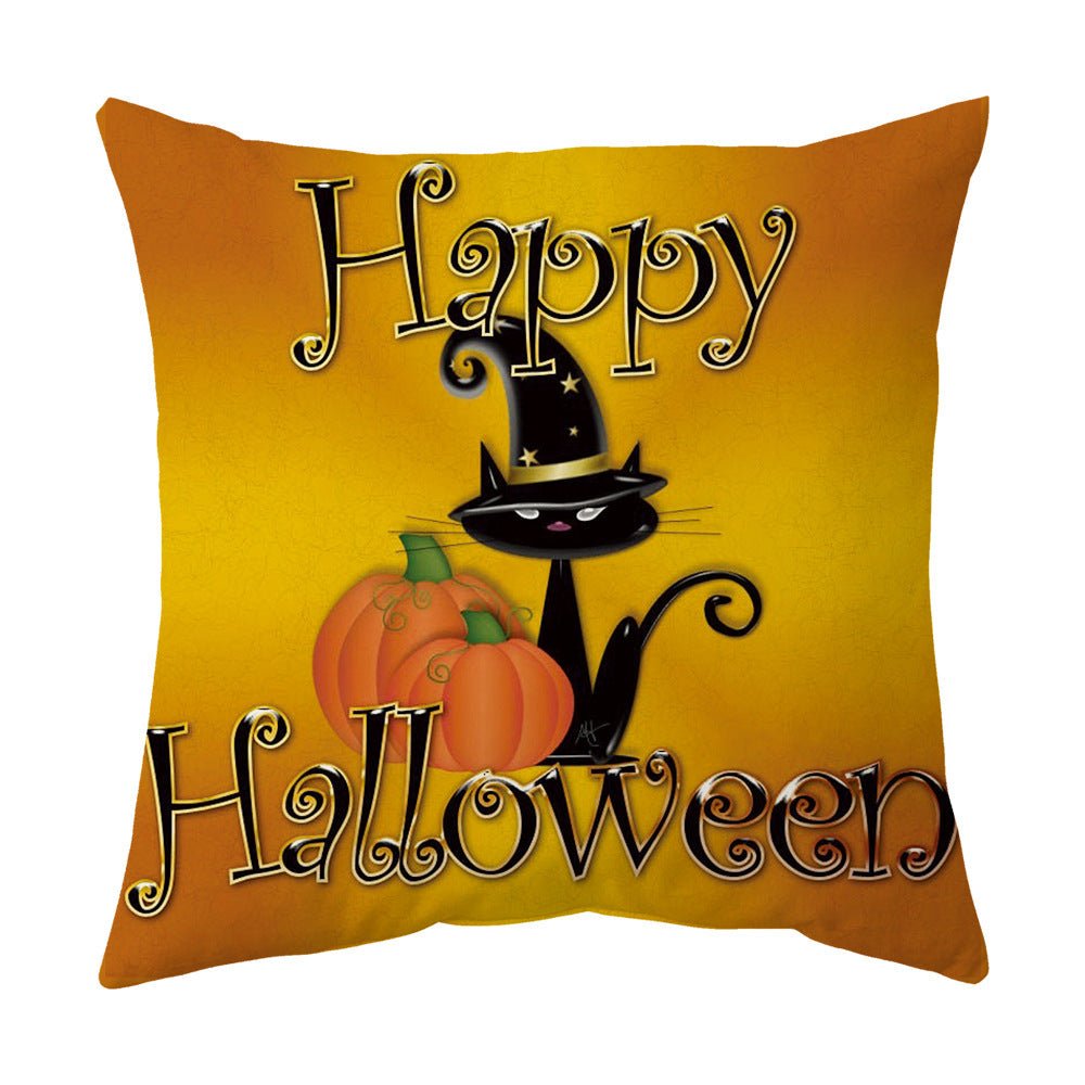 Halloween With Pumpkin Peach Skin Plush Pillow Cover - 0 - Scribble Snacks