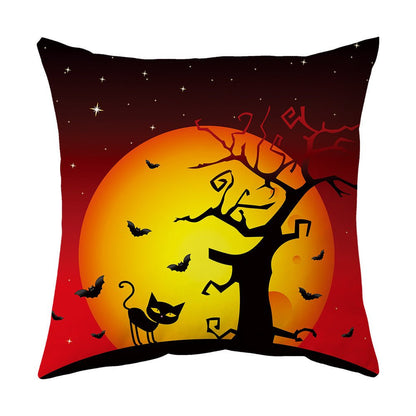 Halloween With Pumpkin Peach Skin Plush Pillow Cover - 0 - Scribble Snacks