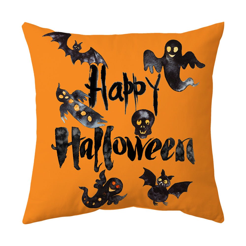 Halloween With Pumpkin Peach Skin Plush Pillow Cover - 0 - Scribble Snacks