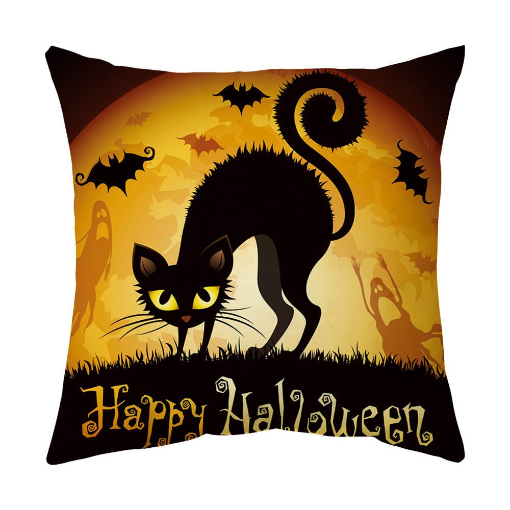 Halloween With Pumpkin Peach Skin Plush Pillow Cover - 0 - Scribble Snacks