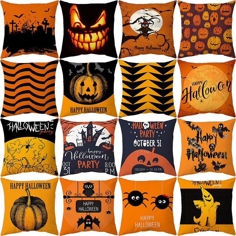 Halloween With Pumpkin Peach Skin Plush Pillow Cover - 0 - Scribble Snacks