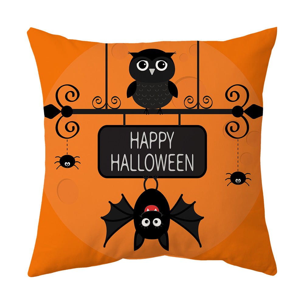 Halloween With Pumpkin Peach Skin Plush Pillow Cover - 0 - Scribble Snacks