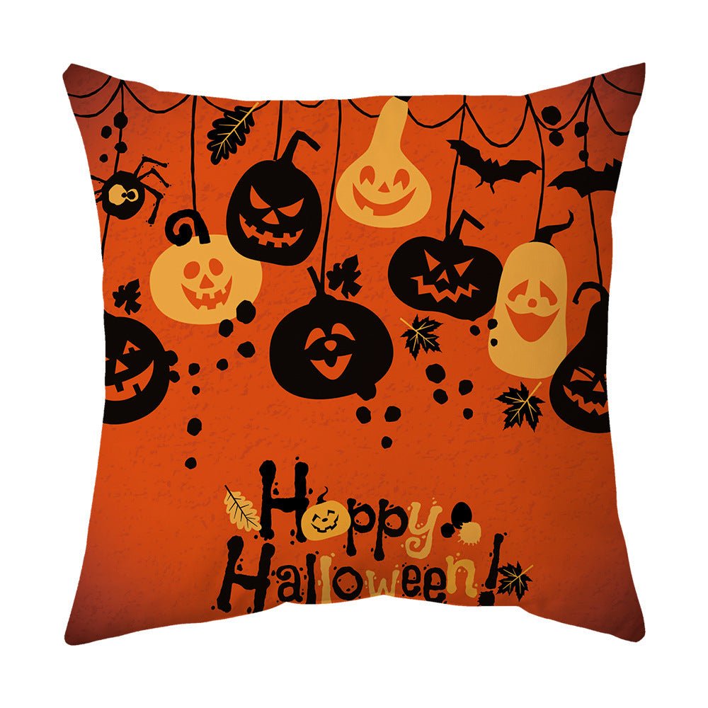 Halloween With Pumpkin Peach Skin Plush Pillow Cover - 0 - Scribble Snacks