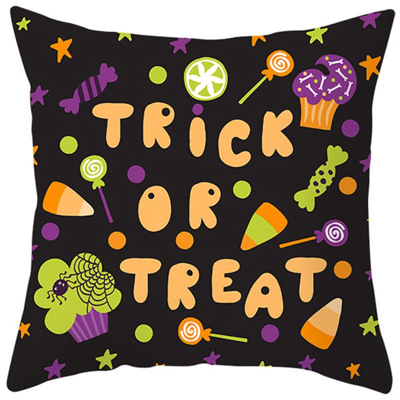 Halloween With Pumpkin Peach Skin Plush Pillow Cover - 0 - Scribble Snacks