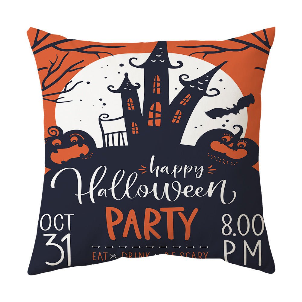 Halloween With Pumpkin Peach Skin Plush Pillow Cover - 0 - Scribble Snacks