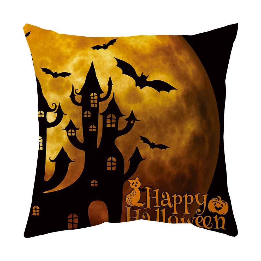 Halloween With Pumpkin Peach Skin Plush Pillow Cover - 0 - Scribble Snacks