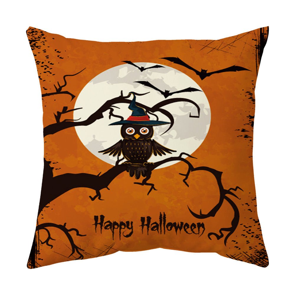 Halloween With Pumpkin Peach Skin Plush Pillow Cover - 0 - Scribble Snacks