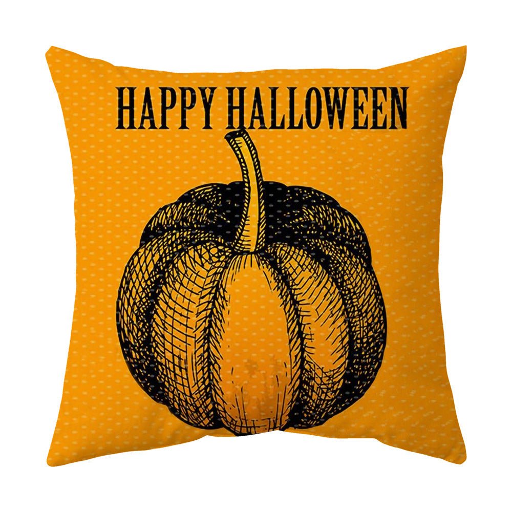 Halloween With Pumpkin Peach Skin Plush Pillow Cover - 0 - Scribble Snacks