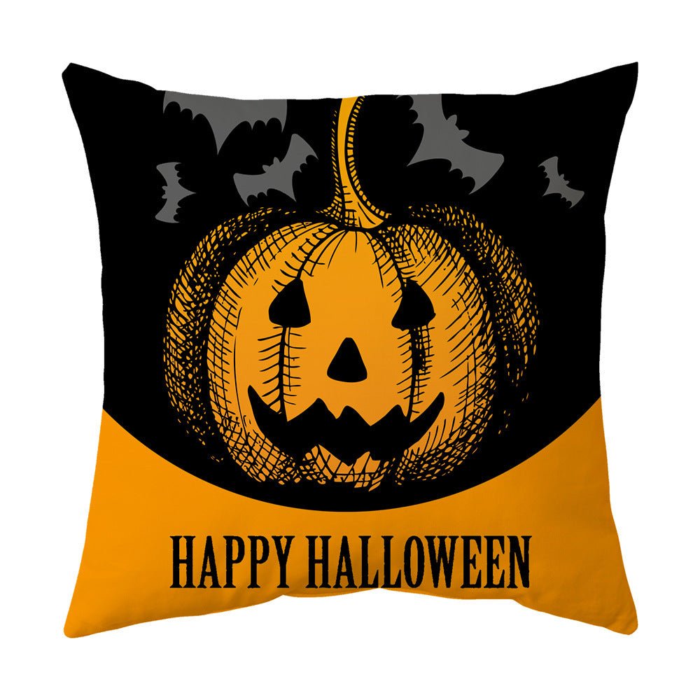 Halloween With Pumpkin Peach Skin Plush Pillow Cover - 0 - Scribble Snacks