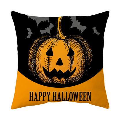 Halloween With Pumpkin Peach Skin Plush Pillow Cover - 0 - Scribble Snacks