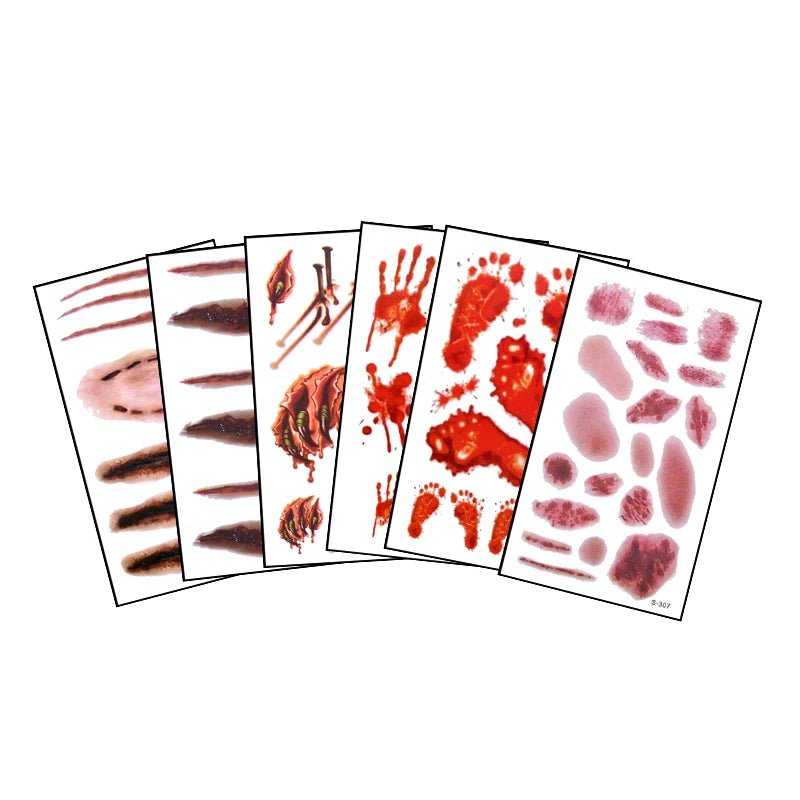 Halloween Wound Tattoos Set - Halloween - Temporary Tattoos & Makeup Props - Scribble Snacks