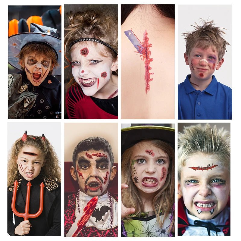 Halloween Wound Tattoos Set - Halloween - Temporary Tattoos & Makeup Props - Scribble Snacks