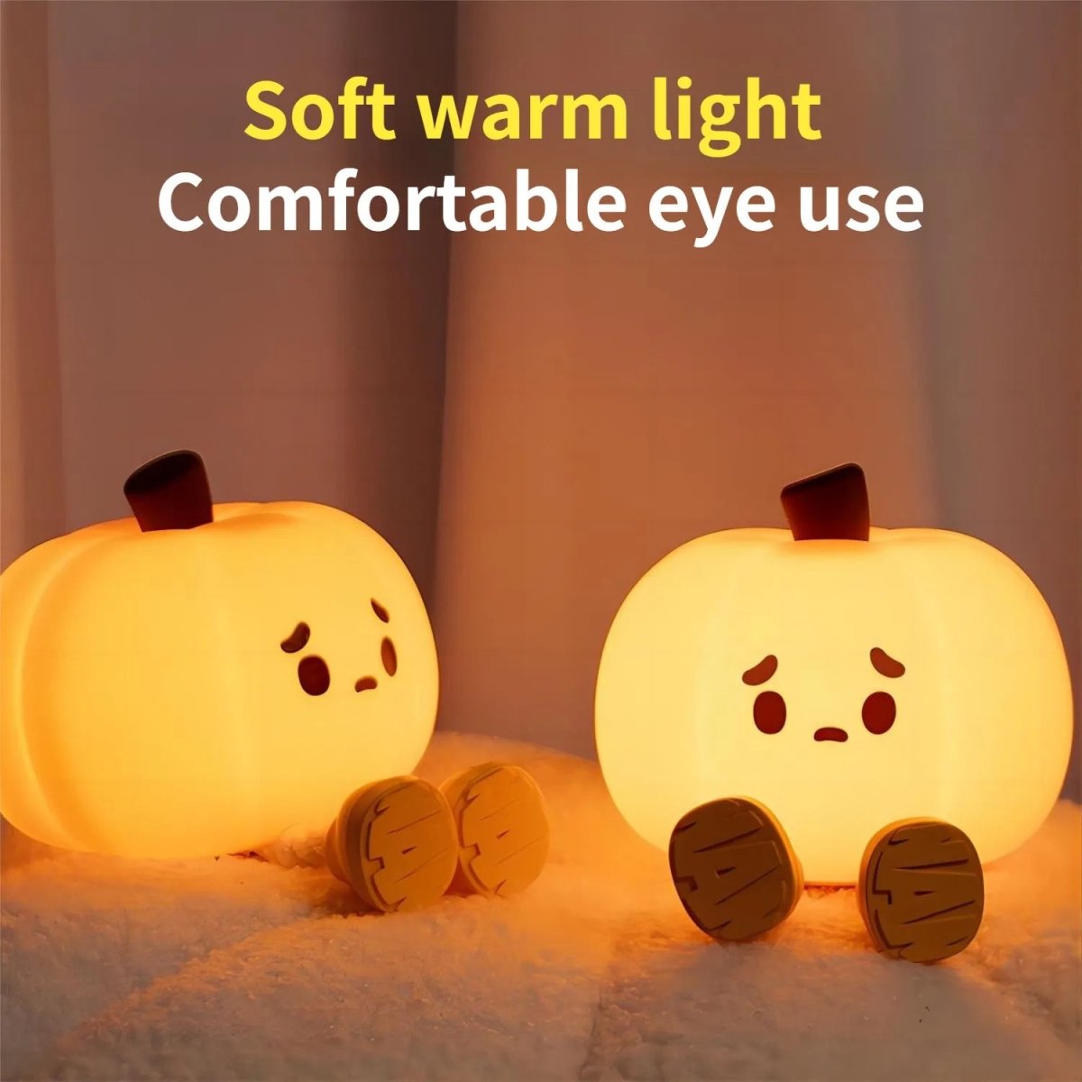 Home Decor Halloween Pumpkin Night Light Cute Soft Silicone Lamp Touch Dimmable Rechargeable Bedside Decor Light Kids Gifts Halloween Decorations - 0 - Scribble Snacks