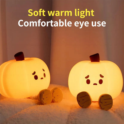 Home Decor Halloween Pumpkin Night Light Cute Soft Silicone Lamp Touch Dimmable Rechargeable Bedside Decor Light Kids Gifts Halloween Decorations - 0 - Scribble Snacks