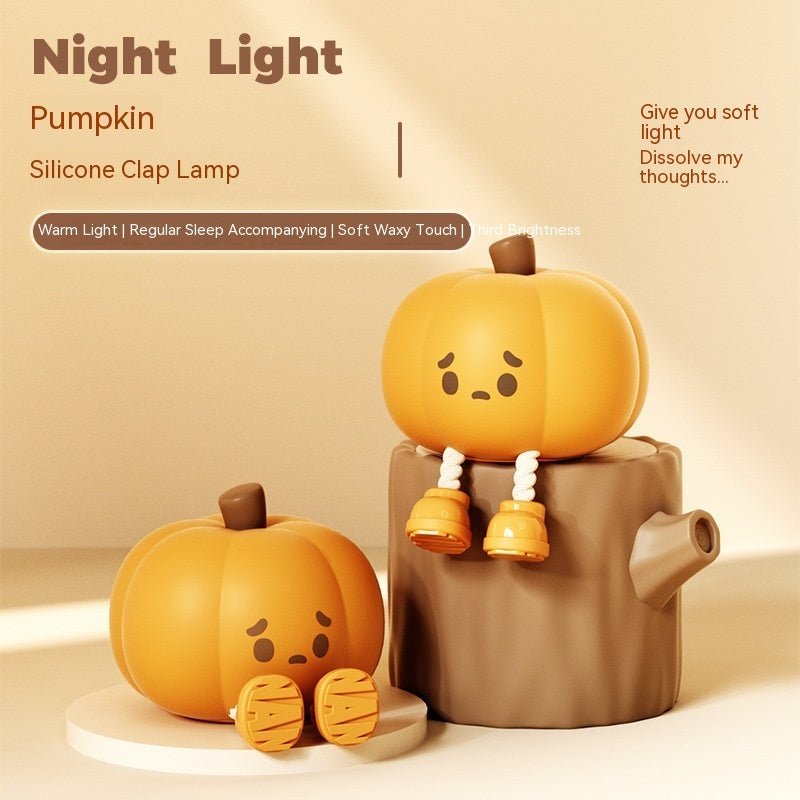 Home Decor Halloween Pumpkin Night Light Cute Soft Silicone Lamp Touch Dimmable Rechargeable Bedside Decor Light Kids Gifts Halloween Decorations - 0 - Scribble Snacks