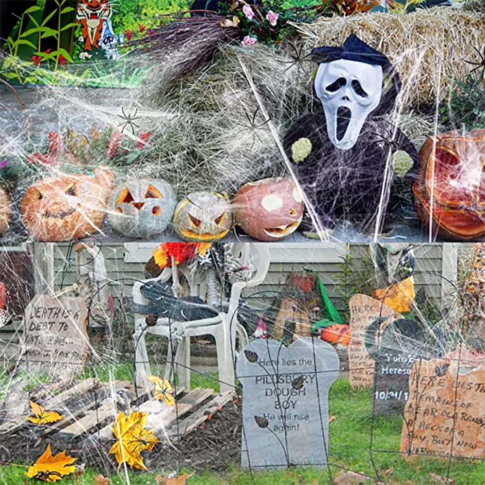 Horror Cobweb Home Decor Set - Halloween - Spider Webs & Gauze Decorations - Scribble Snacks