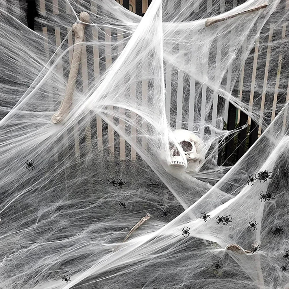 Horror Cobweb Home Decor Set - Halloween - Spider Webs & Gauze Decorations - Scribble Snacks