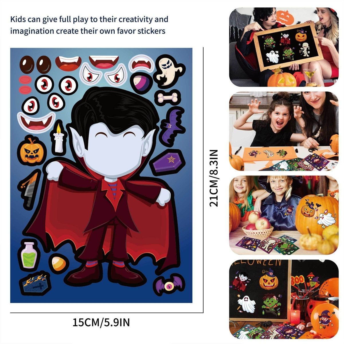 Horror Halloween Children Anime Cartoon Vampire Pumpkin Puzzle Hand Account DIY Stickers - 0 - Scribble Snacks