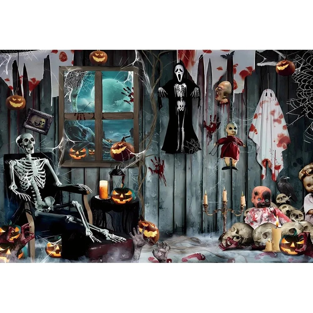 Horror Pumpkin Skull Tapestry Decor - Halloween - Party Banners & Hanging Ornaments - Scribble Snacks