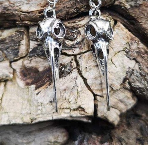 Jay Bird Head Pentagram Earrings Dark Gothic Halloween Earrings - 0 - Scribble Snacks