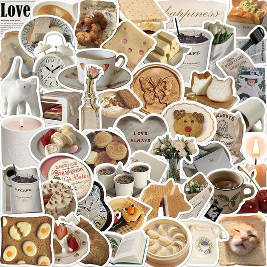 Kawaii Cat & Food Decals - Stickers & Labels - Scribble Snacks