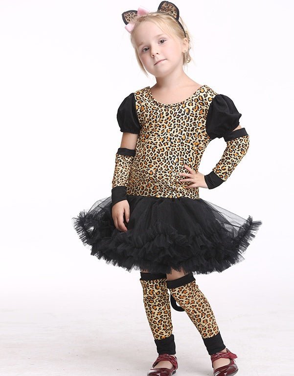 Kids Halloween Leopard Cat Cosplay Costume For Girls Clothin - 0 - Scribble Snacks