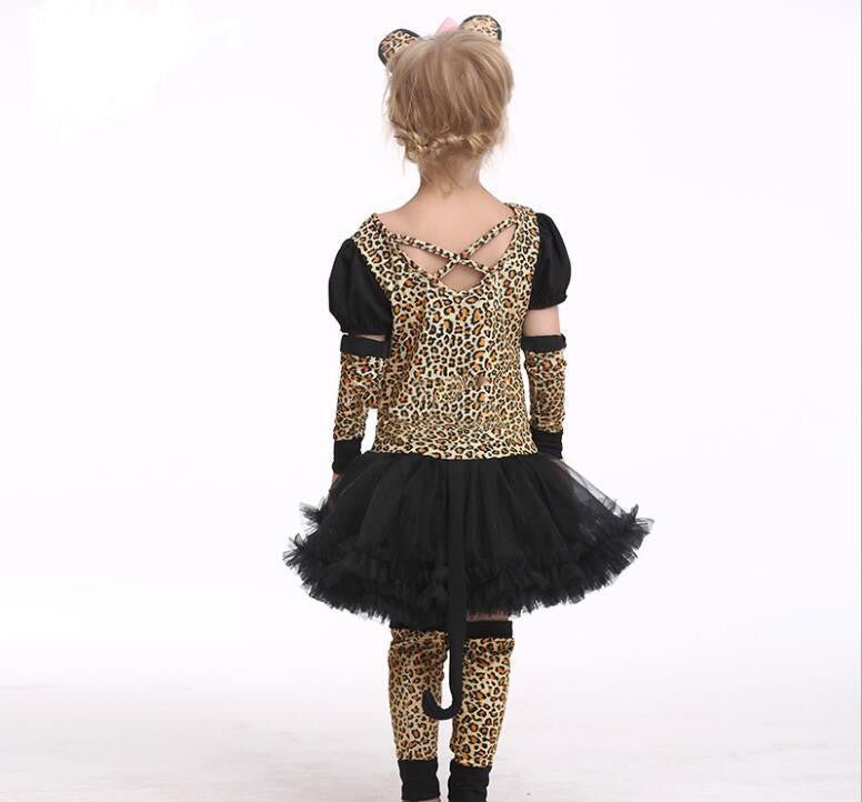 Kids Halloween Leopard Cat Cosplay Costume For Girls Clothin - 0 - Scribble Snacks