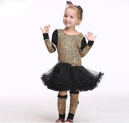 Kids Halloween Leopard Cat Cosplay Costume For Girls Clothin - 0 - Scribble Snacks