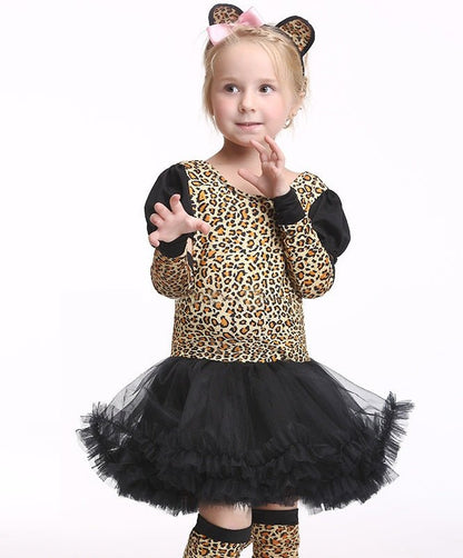 Kids Halloween Leopard Cat Cosplay Costume For Girls Clothin - 0 - Scribble Snacks