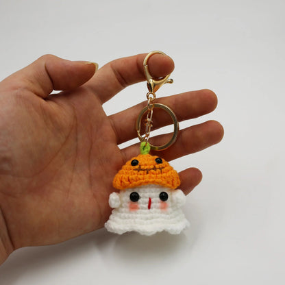 Knit Ghost Candy Keychain - Halloween - Shoe Charms & Keychains - Scribble Snacks