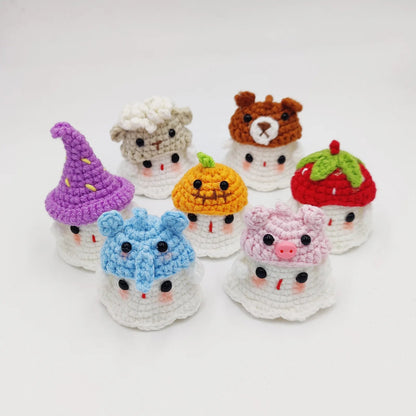 Knit Ghost Candy Keychain - Halloween - Shoe Charms & Keychains - Scribble Snacks