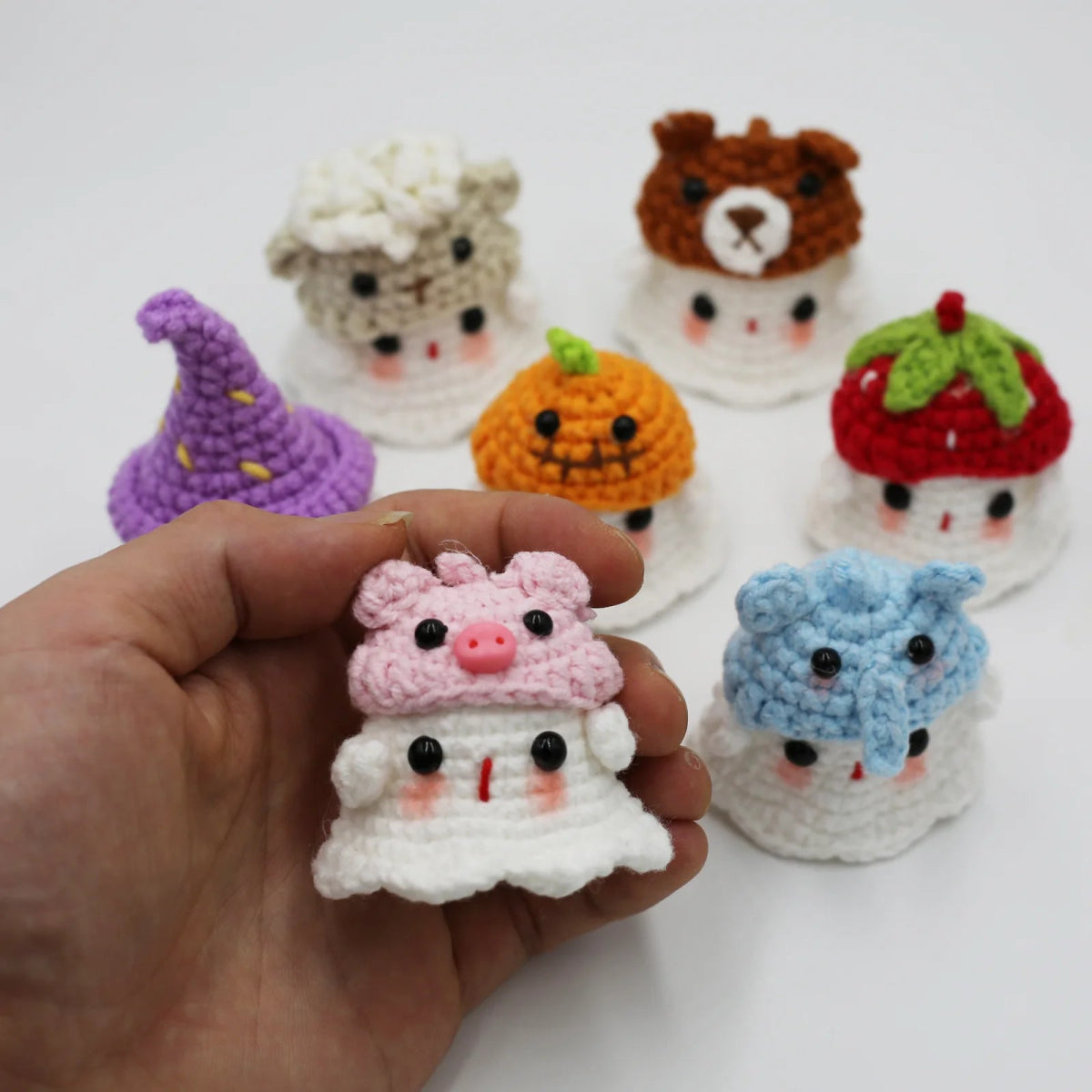 Knit Ghost Candy Keychain - Halloween - Shoe Charms & Keychains - Scribble Snacks