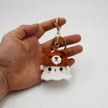 Knit Ghost Candy Keychain - Halloween - Shoe Charms & Keychains - Scribble Snacks