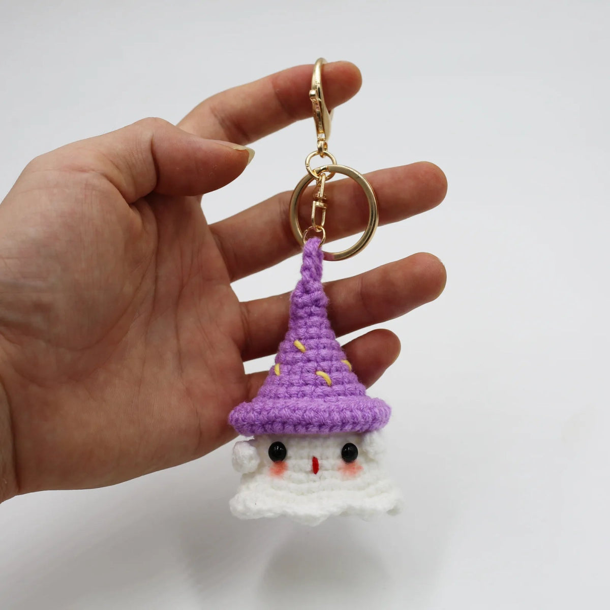 Knit Ghost Candy Keychain - Halloween - Shoe Charms & Keychains - Scribble Snacks