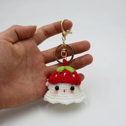 Knit Ghost Candy Keychain - Halloween - Shoe Charms & Keychains - Scribble Snacks