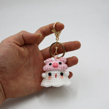 Knit Ghost Candy Keychain - Halloween - Shoe Charms & Keychains - Scribble Snacks