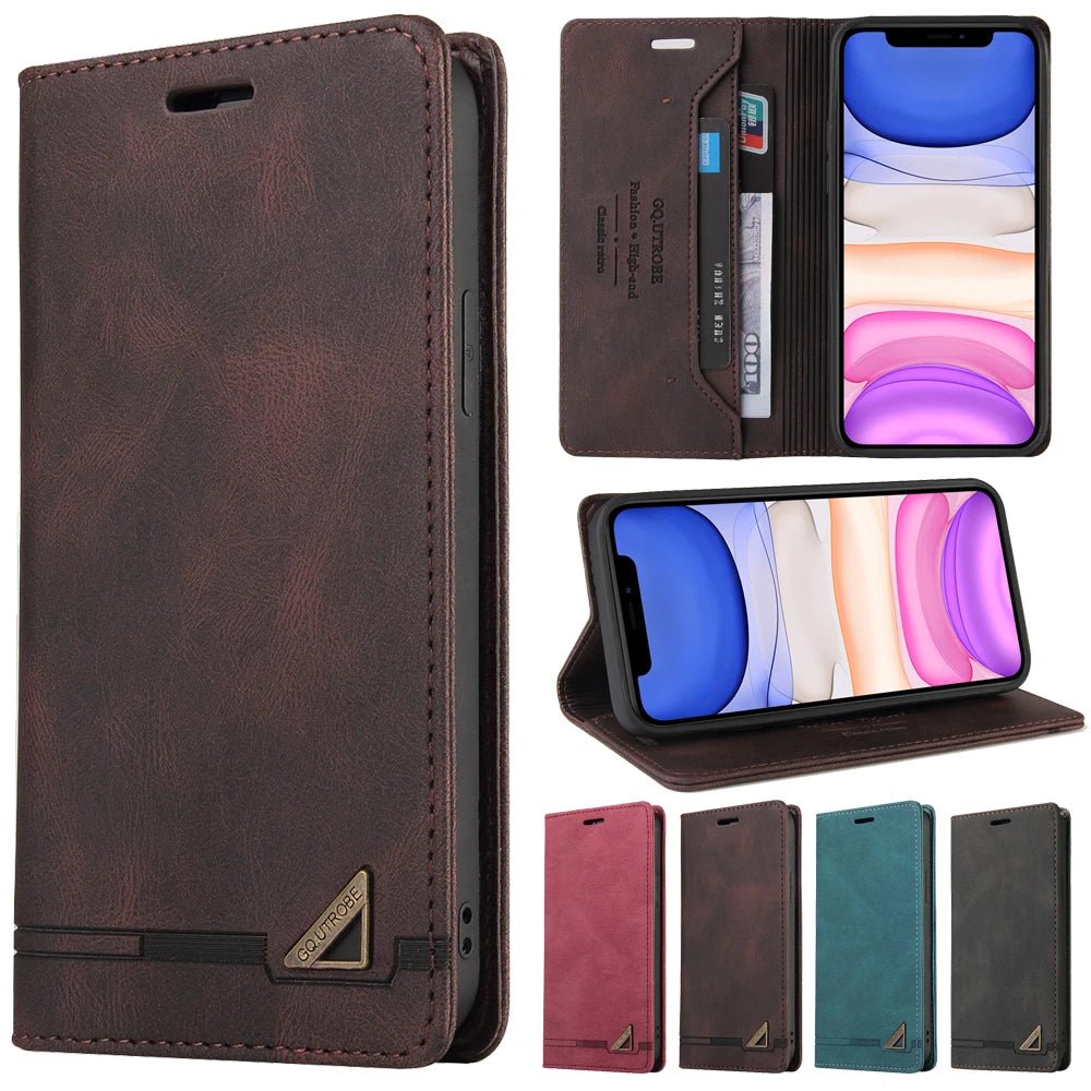 Leather Wallet Flip iPhone RFID - Block Phone Case - iPhone Cases - Scribble Snacks