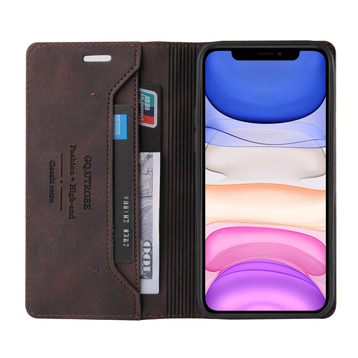 Leather Wallet Flip iPhone RFID - Block Phone Case - iPhone Cases - Scribble Snacks