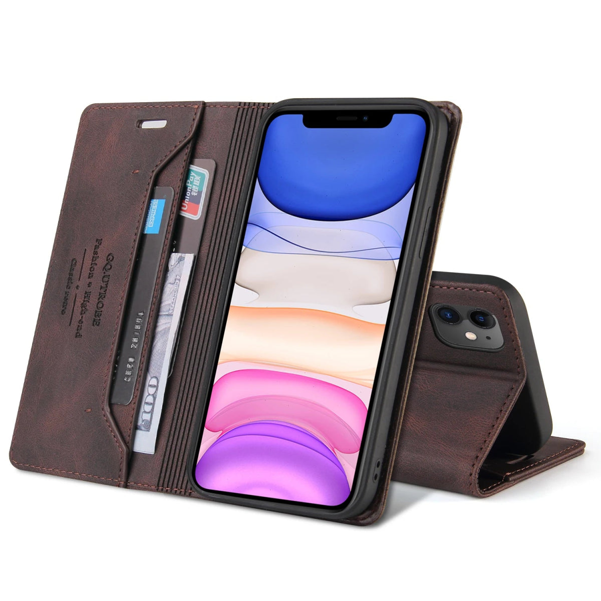 Leather Wallet Flip iPhone RFID - Block Phone Case - iPhone Cases - Scribble Snacks