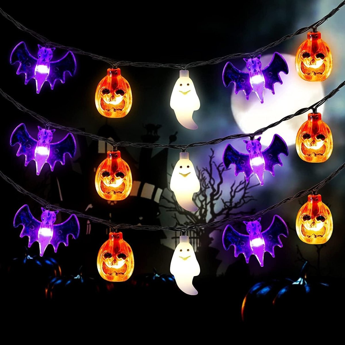 LED Halloween Pumpkin Spider Bat Skull String Light Lamp Home Garden Party Outdoor Halloween Decoration Lantern Light - 0 - Scribble Snacks