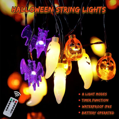 LED Halloween Pumpkin Spider Bat Skull String Light Lamp Home Garden Party Outdoor Halloween Decoration Lantern Light - 0 - Scribble Snacks