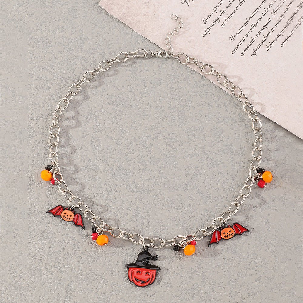 Lips Pumpkin Halloween Necklace - 0 - Scribble Snacks