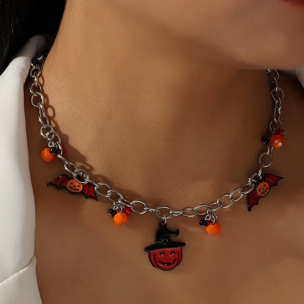 Lips Pumpkin Halloween Necklace - 0 - Scribble Snacks