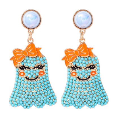 Little Ghost Pearl Personalized Earrings Halloween Ghost Festival - 0 - Scribble Snacks