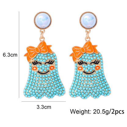 Little Ghost Pearl Personalized Earrings Halloween Ghost Festival - 0 - Scribble Snacks